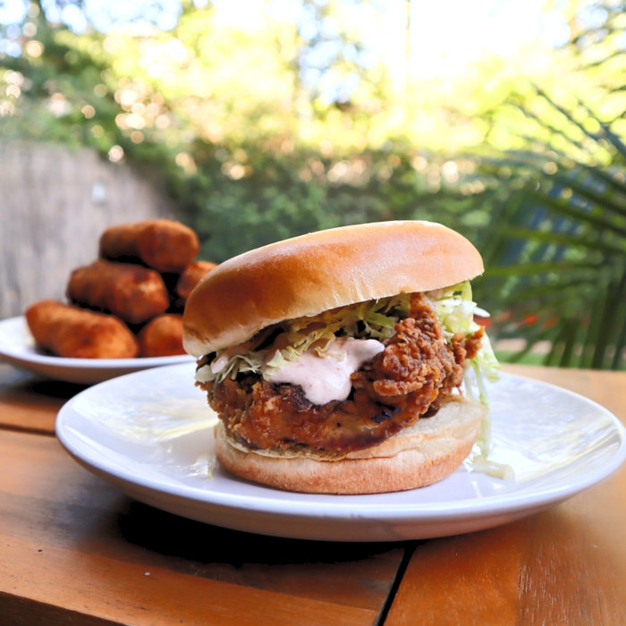 Spicy smash burger at Confused Kitchen